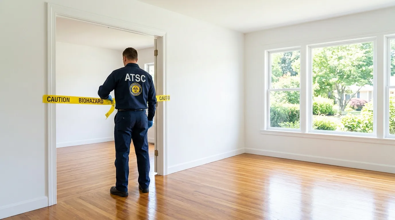 Certified biohazard cleanup crew performing Decomposition Cleanup in Huntingdon